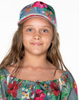 Girls Trucker Cap - Grey Hawaiian Floral - Isla