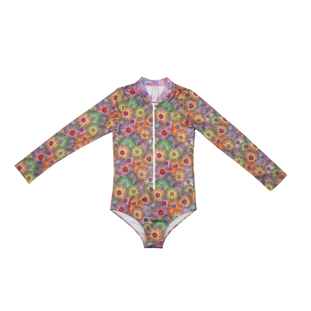 Waltzing Matilda Long Sleeve Zip One Piece (Water Dreaming)