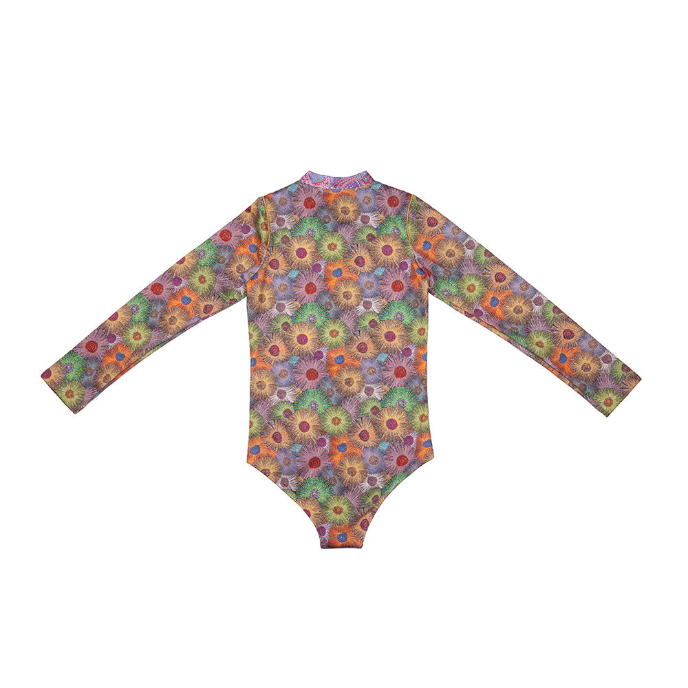Waltzing Matilda Long Sleeve Zip One Piece (Water Dreaming)