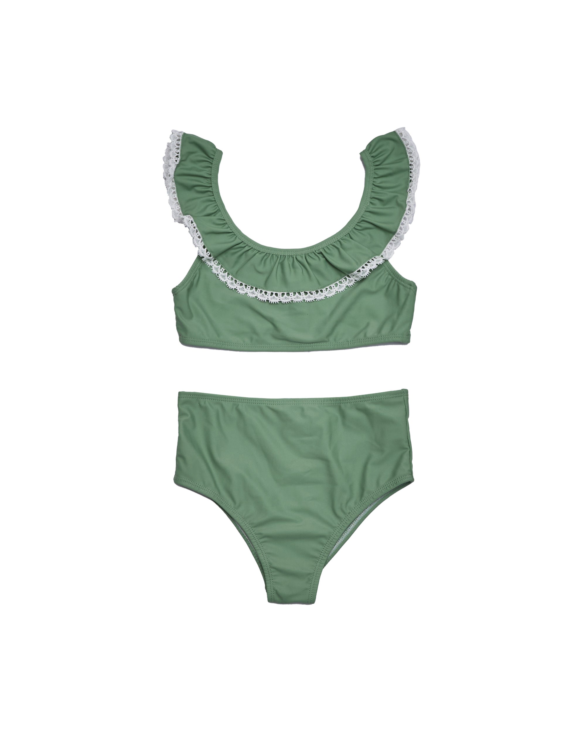 Ruffle Neckline Bikini (Green Fields)