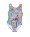 Hand Beaded One Piece Swimsuit with Belt