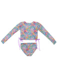 Long Sleeve Bikini Set with Reversible Bottom - Hand Beaded