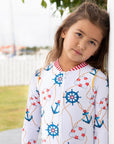 Girls Nautical Long Sleeve Swimsuit with Zip - Lifestyle