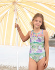 Girls Horses Mesh One Piece Swimsuit - Lifestyle 1