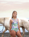 Girls Horses Mesh One Piece Swimsuit - Lifestyle 3
