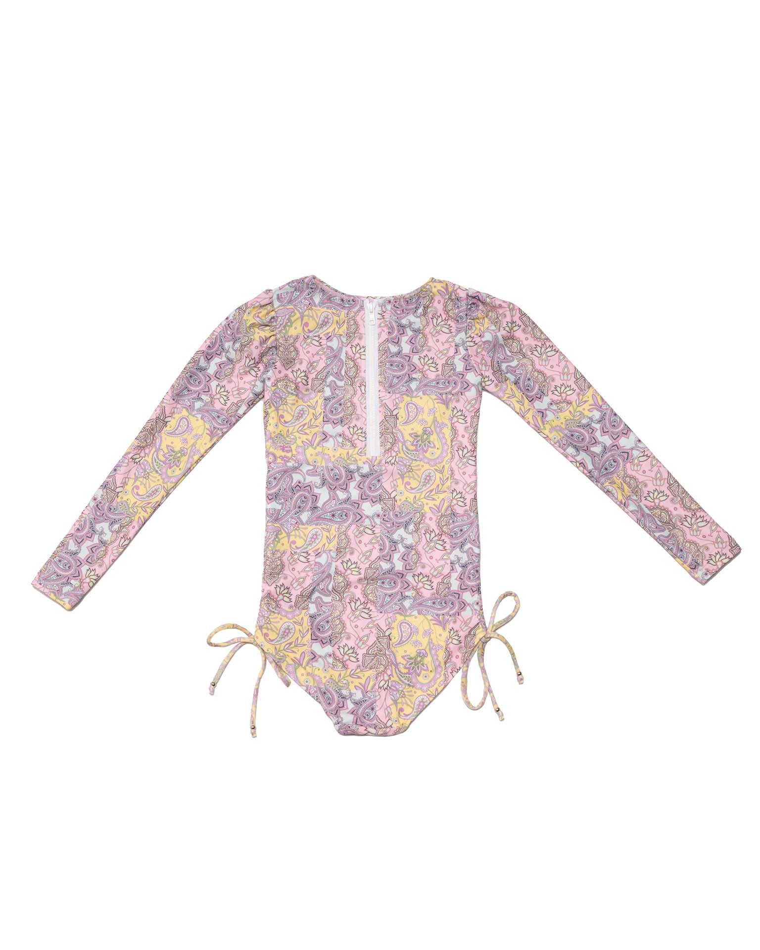 Long Sleeve One Piece Swimsuit with Side Ties