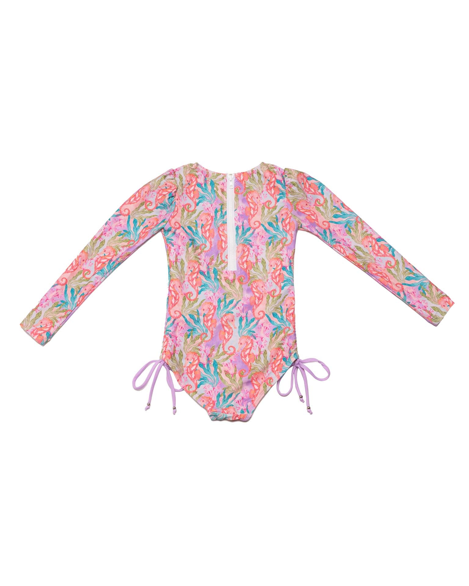 Long Sleeve One Piece Swimsuit with Side Ties