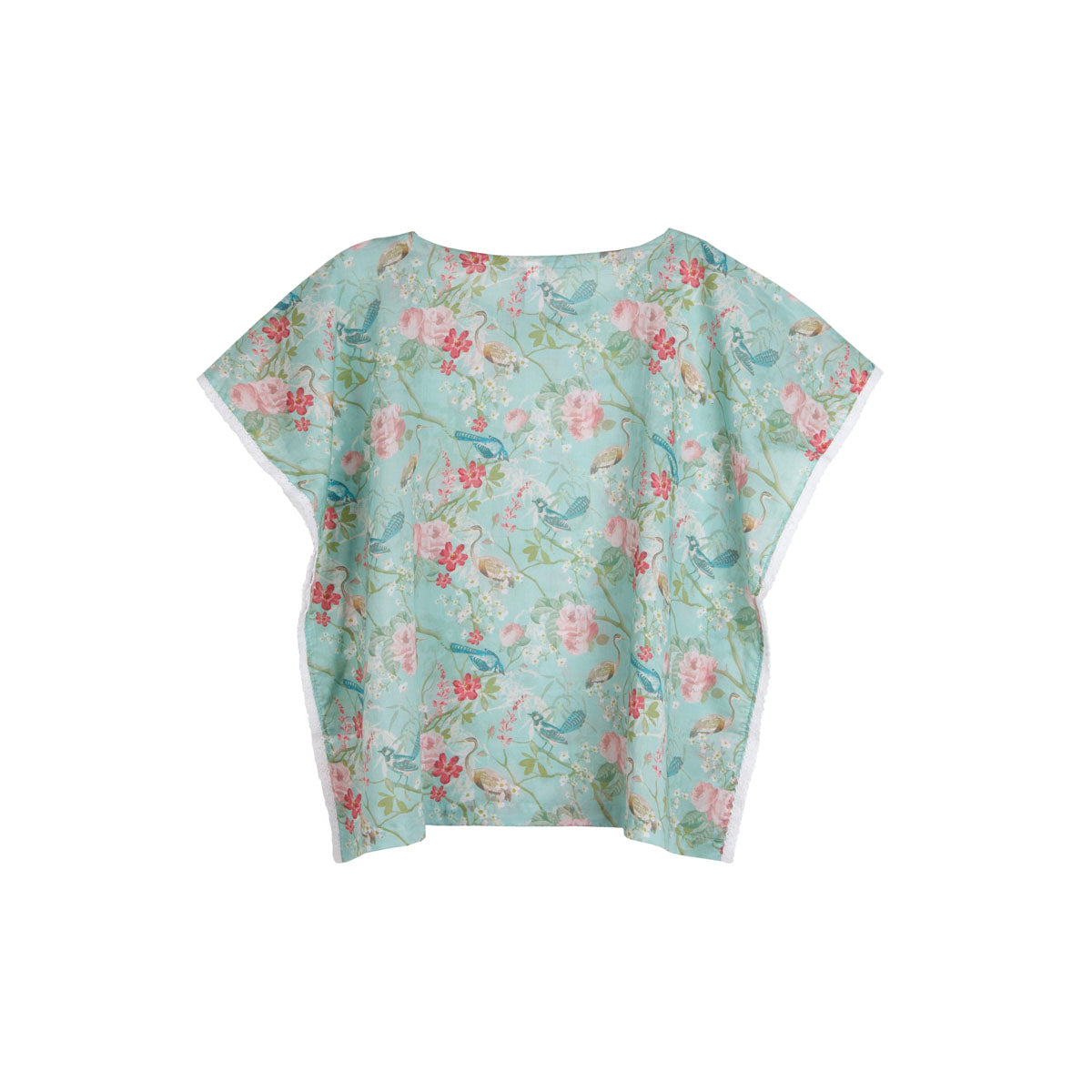 Girls Summer Kaftan Blue Floral - Back