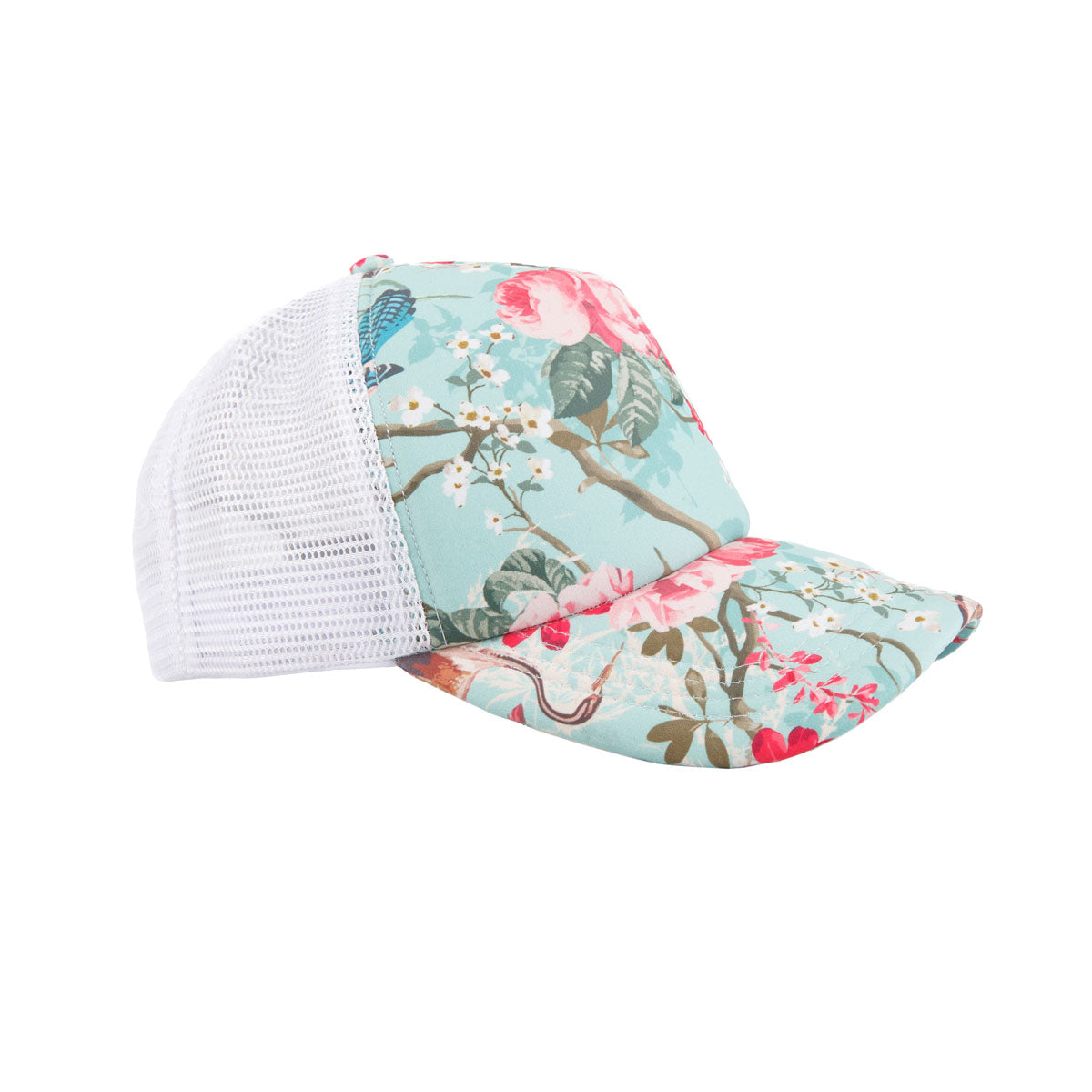 Girls Blue Floral Trucker Cap