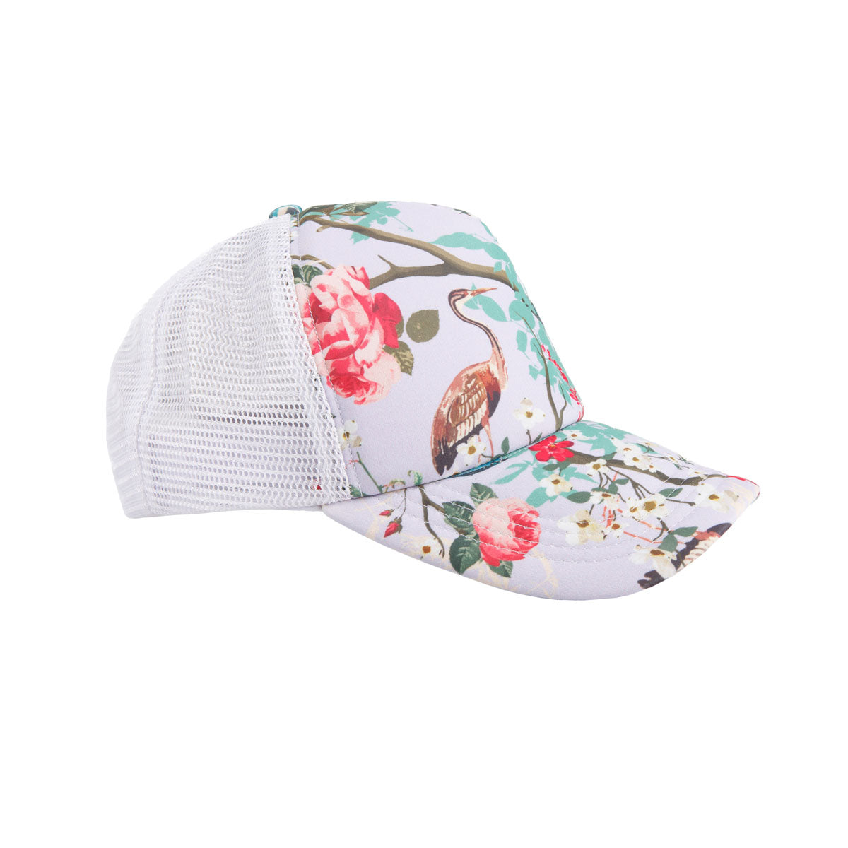 Girls Purple Floral Trucker Cap