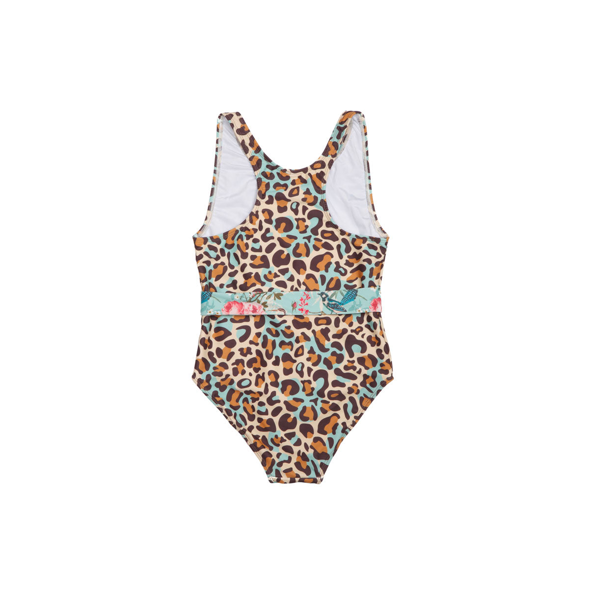 Girls Leopard One Piece Swimsuit with Tie - Back