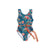 Girls Navy Floral One Piece Swimsuit with Tie - Front