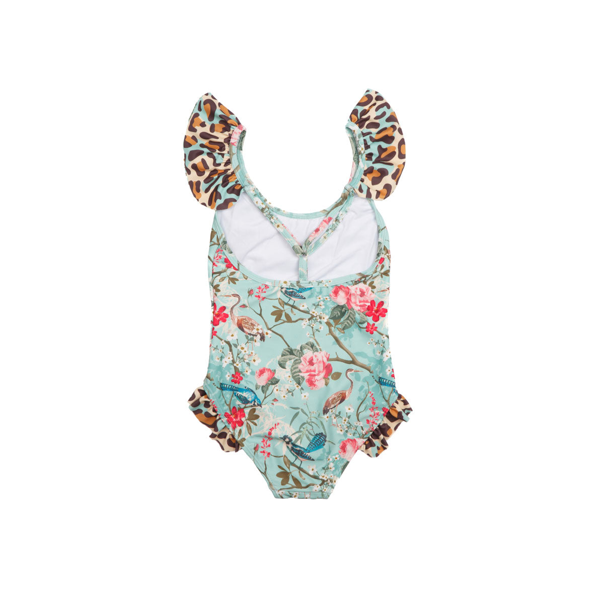 Girls Frilly Floral Bikini with High Waist - Back