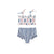 Girls Nautical Ruched Bikini with High Waist - Front