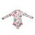 Girls Purple Floral Long Sleeve Swimsuit with Zip - Front