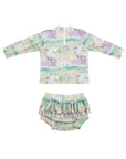 Baby Girls Long Sleeve Rashie Swim Set with Nappy - Back