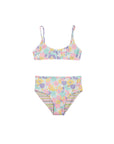 Girls Floral Reversible Bikini with High Waist - Front