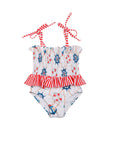 Baby Girls Nautical One Piece Swimsuit with Frills - Front