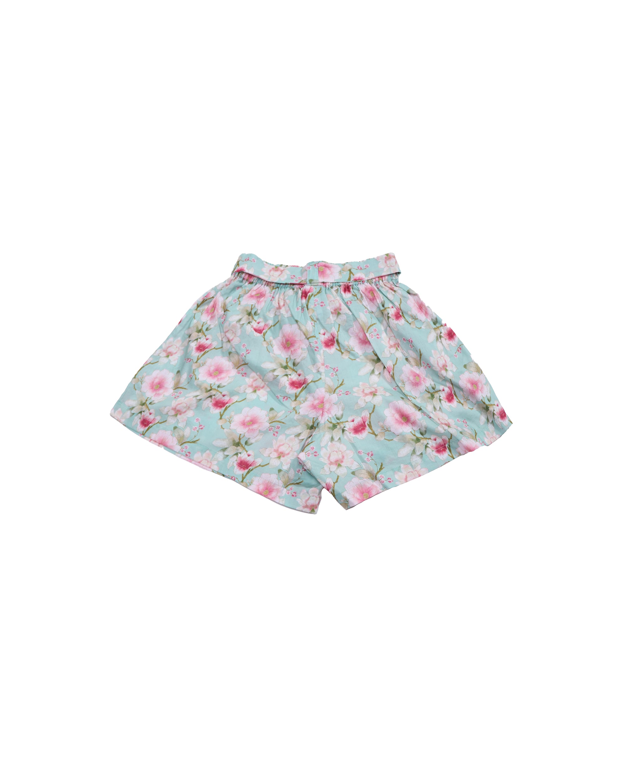 Girls Cotton Shorts in Blossom floral print, back view