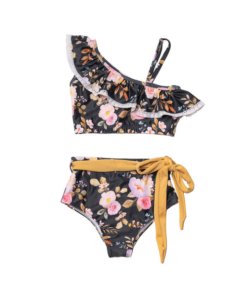 Anna-Kaci Swim Women's One Shoulder Ruffle Bikini Top with High Waist Abstract Print Bottom for a Bold and Flattering Swim Look