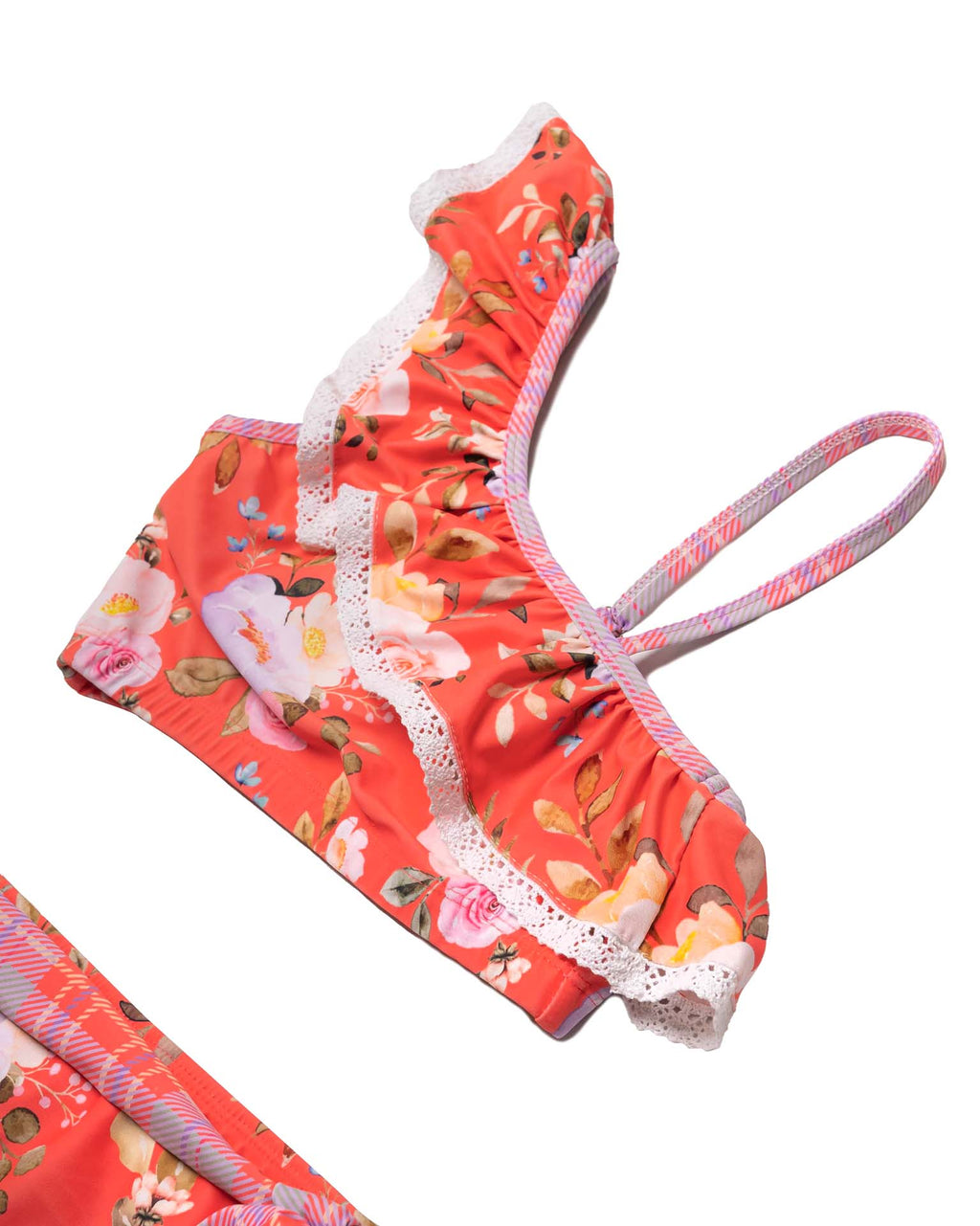 Blue One Shoulder Ruffle Bikini Set