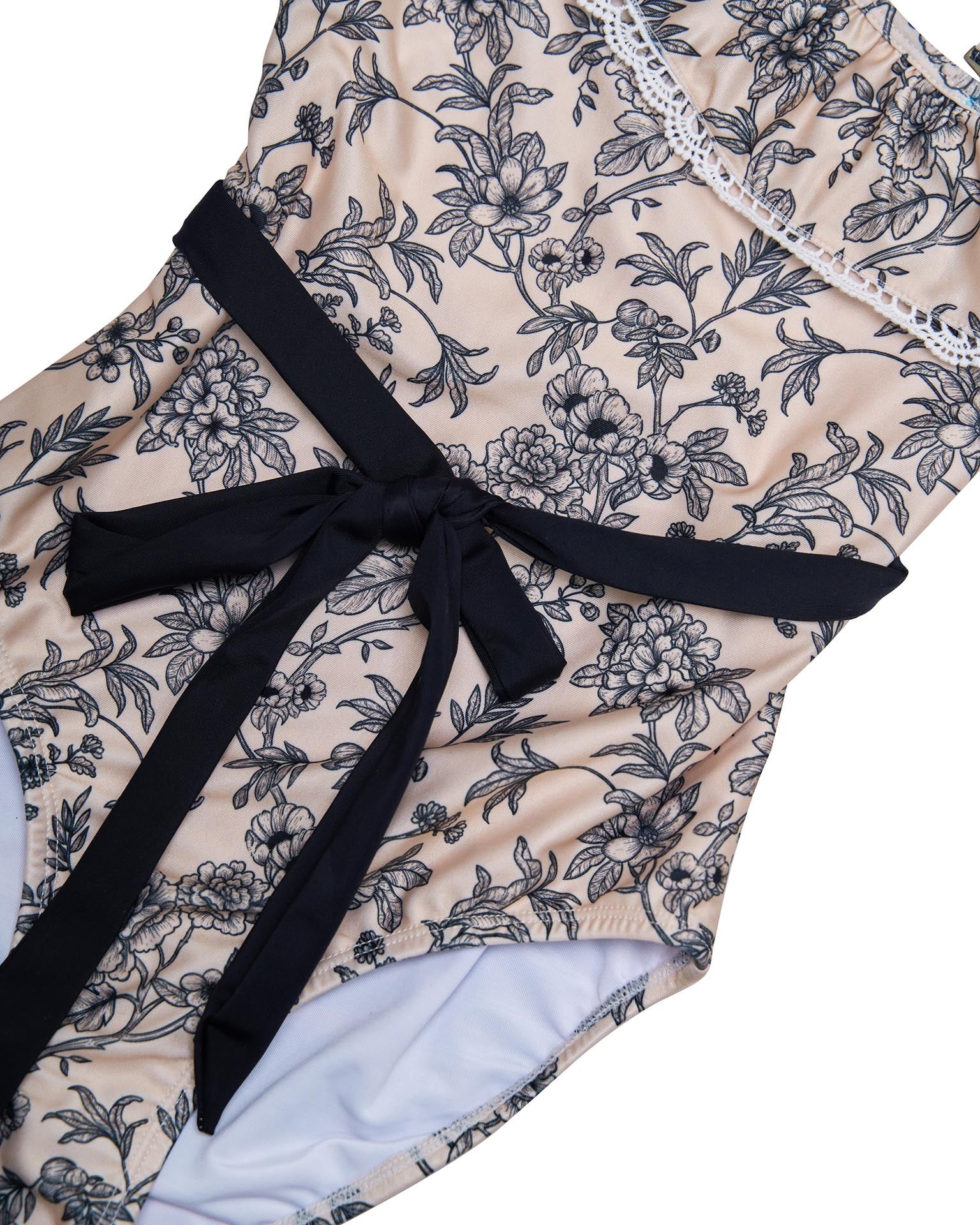 One Shoulder One Piece with Ruffle Trim