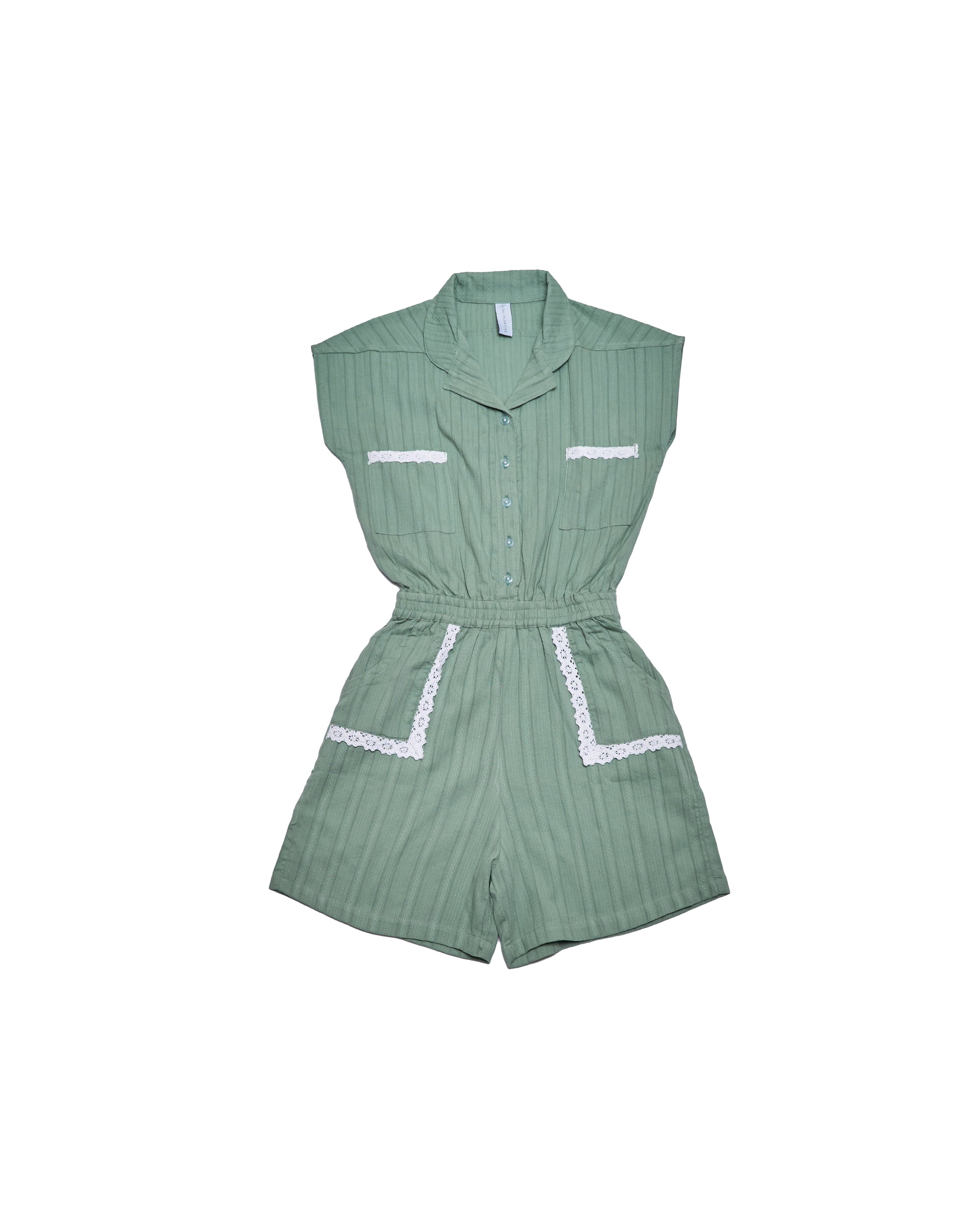 Sea Side Playsuit With Pockets (Sage)