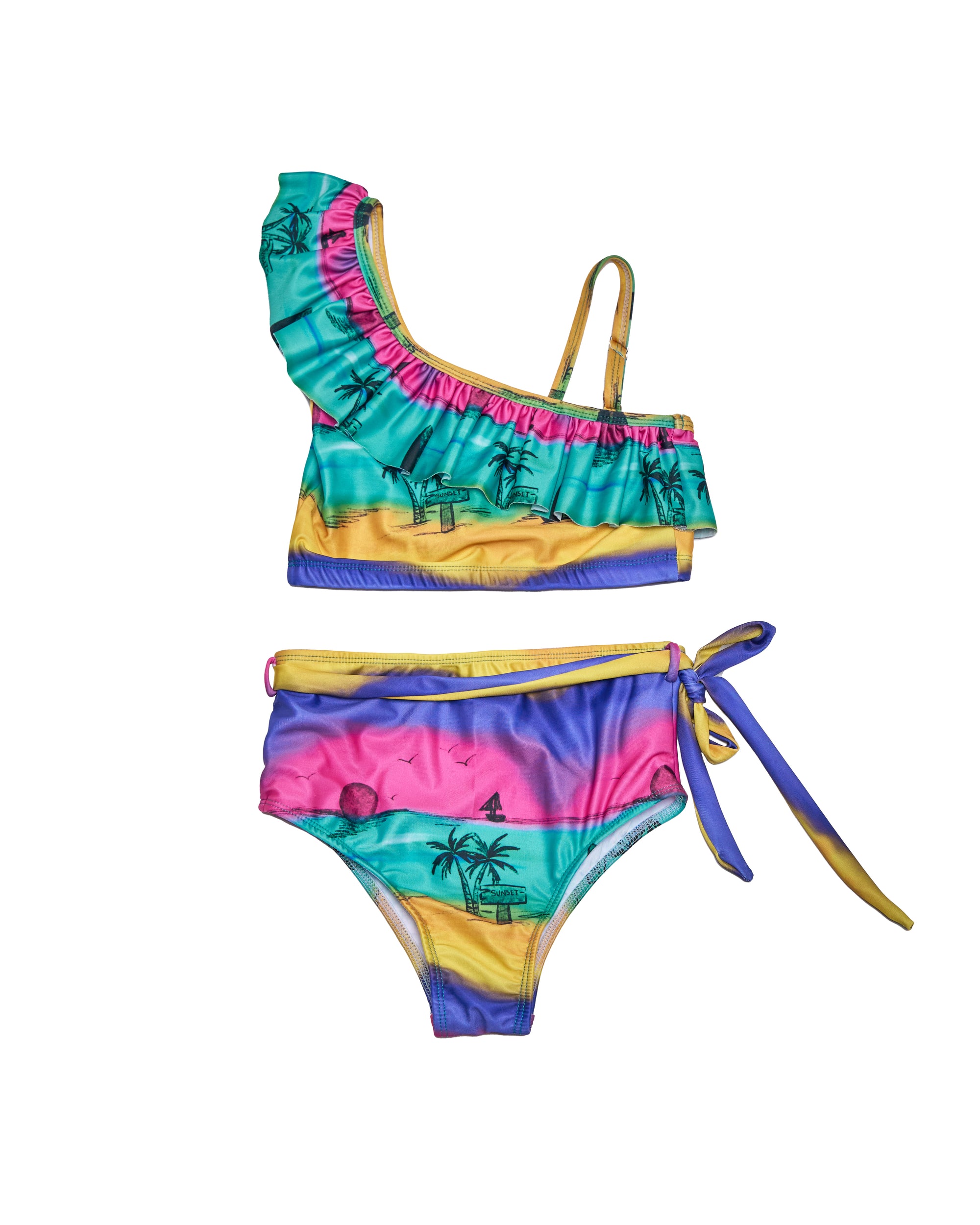 One Shoulder Bikini With Ruffle Trim (Campcove)