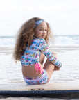 Long Sleeve 2 piece Swimsuit Set with Side Ties