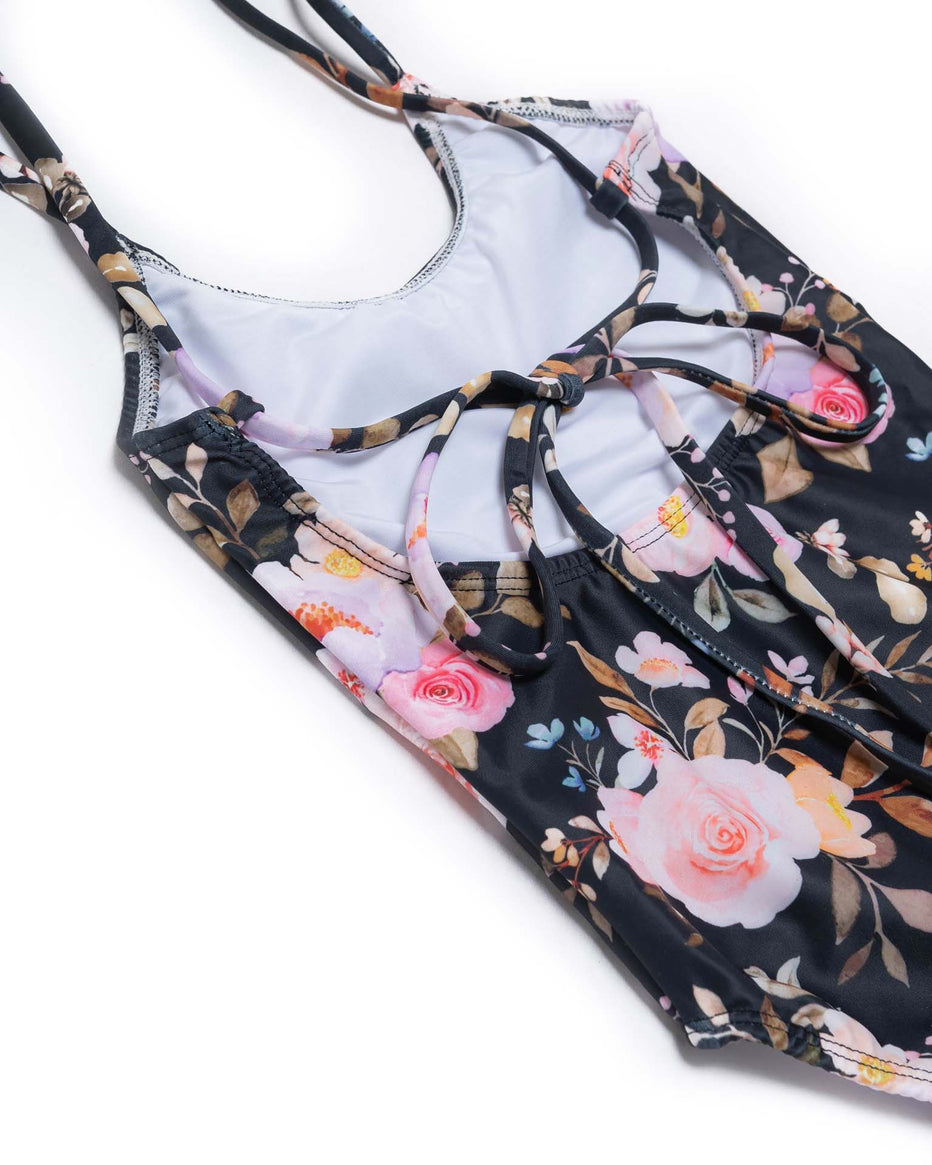 Women’s V-Neck One-Piece Swimsuit with Back Tie