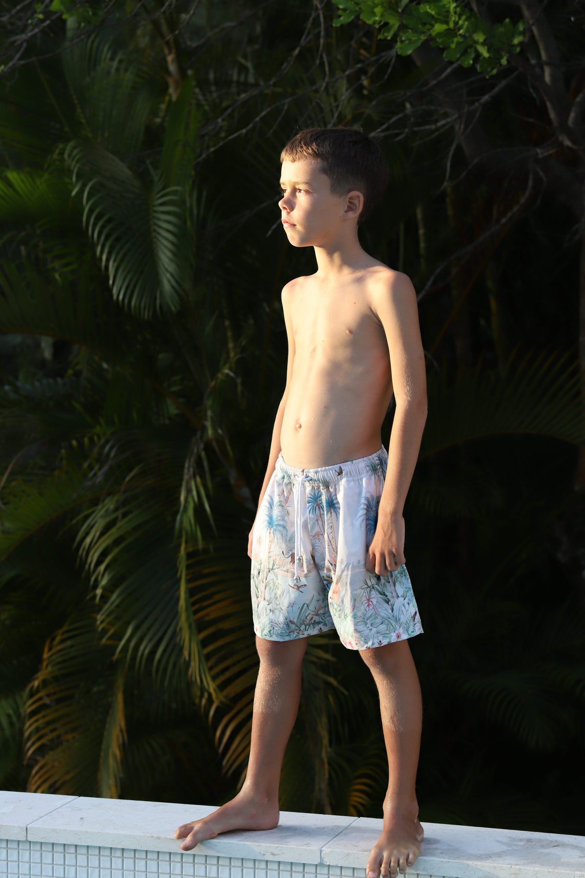 Boys Board Shorts – Wild Palms - Olga Valentine boys swimwear (image 2 of 5)
