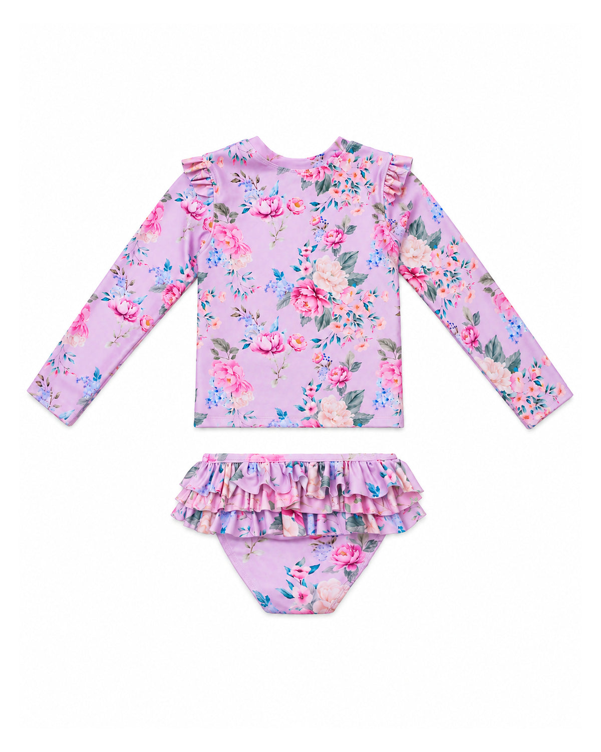Girls 2 Piece Swim Set with Frilly Bottoms – Violetta - Olga Valentine girls swimwear back view