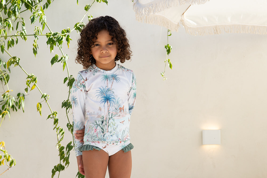 Girls 2 Piece Swim Set – Wild Palms - Olga Valentine girls swimwear (image 2 of 5)