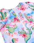 Girls Long Sleeve One Piece Swimsuit in Taormina Bloom print, detail view – Olga Valentine