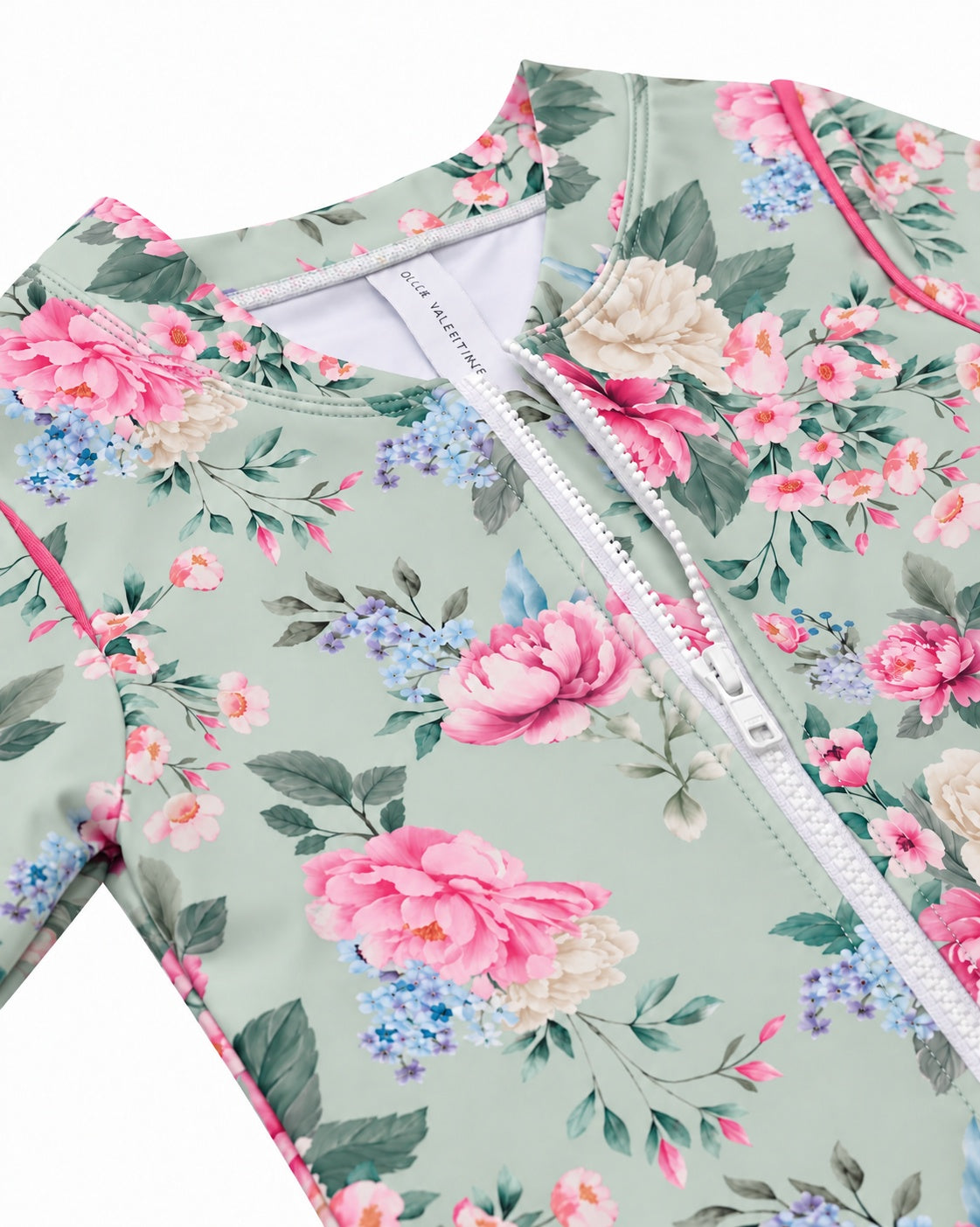Girls Long Sleeve Zip One Piece – Celestine - Olga Valentine girls swimwear (image 4 of 6)
