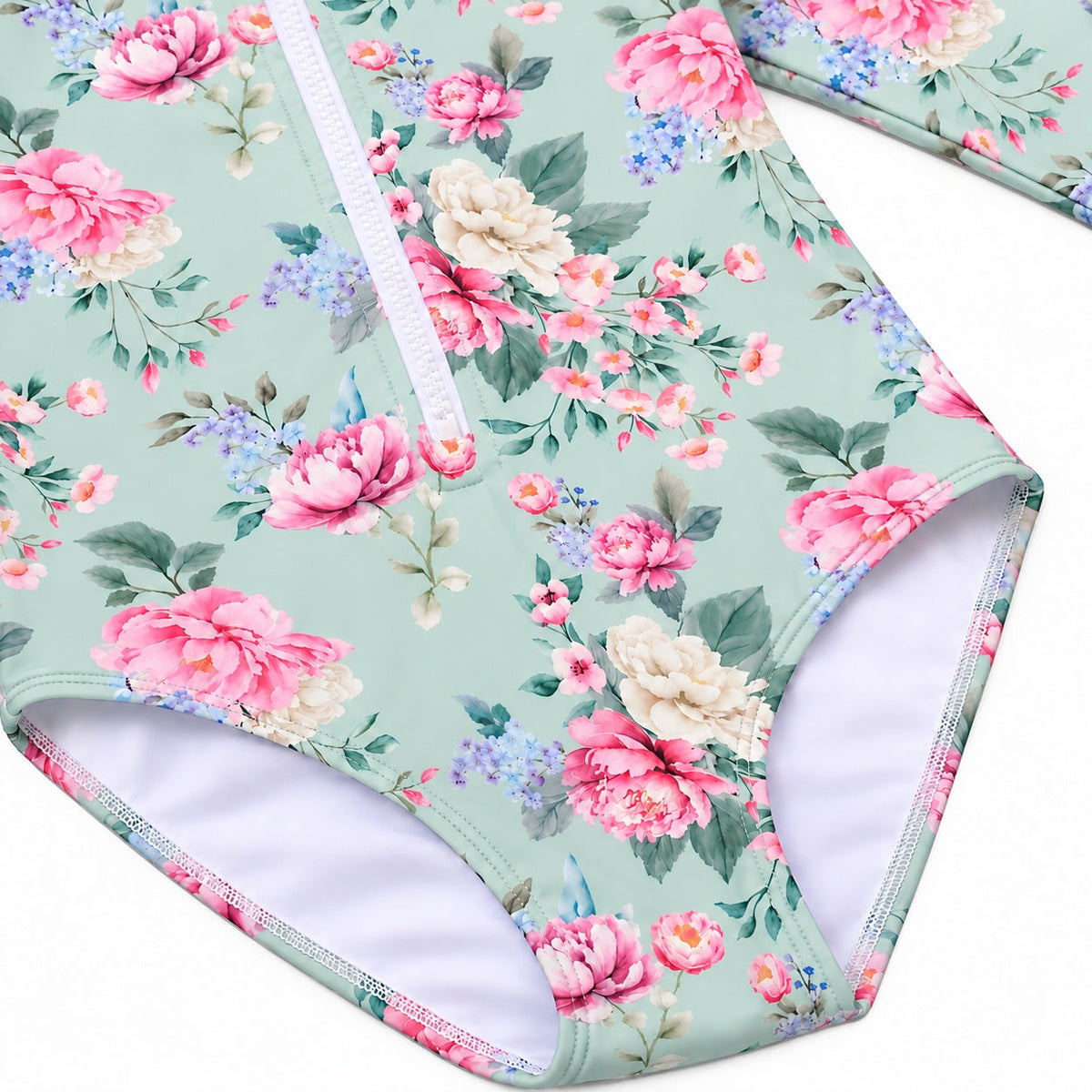 Girls Long Sleeve Zip One Piece – Celestine - Olga Valentine girls swimwear (image 6 of 6)