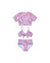 Girls 3 Piece Swim Set – Violetta – front view flat lay | Olga Valentine luxury girls swimwear