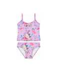 Girls Cami Tankini – Violetta – front view flat lay | Olga Valentine luxury girls swimwear