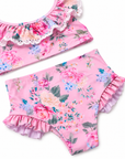 Lilienne floral high-waisted bikini bottom with ruffle detail by Olga Valentine