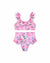 Girls Ruffle Neckline Bikini – Lilienne – front view flat lay | Olga Valentine luxury girls swimwear