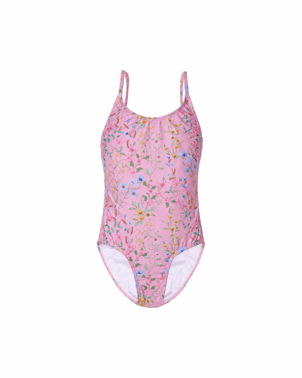 Girls One Piece Swimsuit – Tie Back – Primrose (Limited Edition) – front view flat lay | Olga Valentine luxury girls swimwear