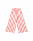 Coastal Pink Stripe Wide Leg Pants – back view flat lay | Olga Valentine luxury girls resortwear
