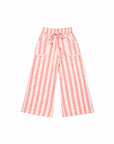 Coastal Pink Stripe Wide Leg Pants – front view flat lay | Olga Valentine luxury girls resortwear