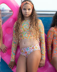 Girls Long Sleeve Swim Set - Retro Print - Lilly - Lifestyle 1