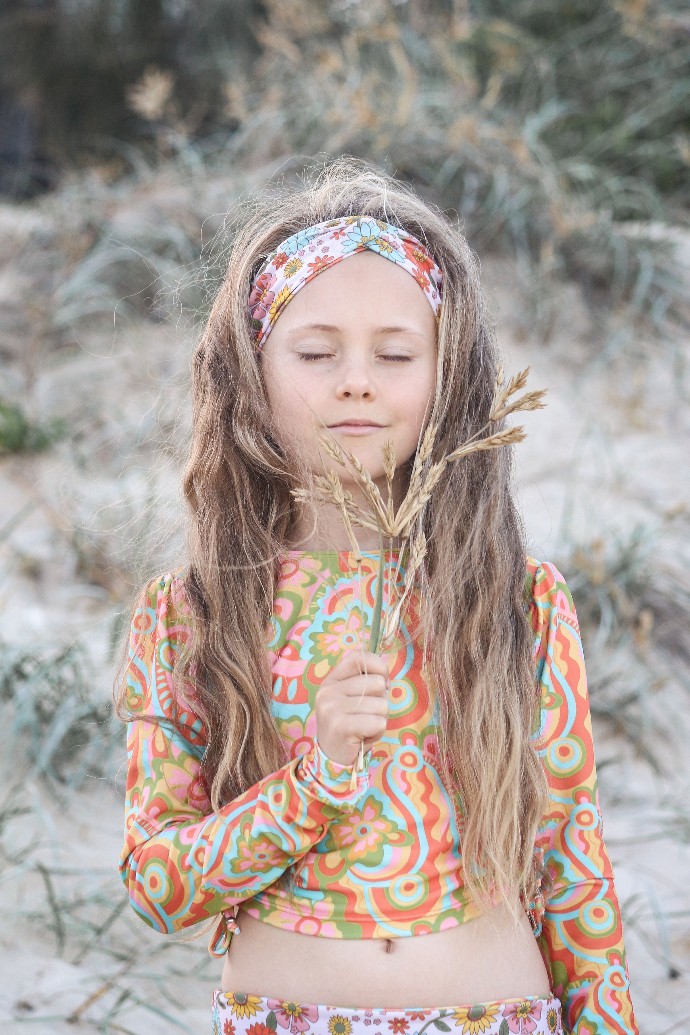 Girls Long Sleeve Swim Set - Retro Print - Lilly - Lifestyle 5