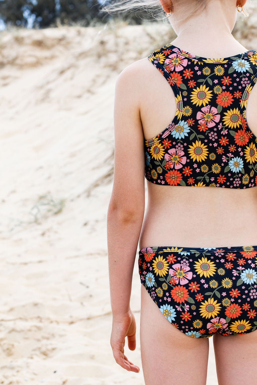 Girls Mesh Bikini - Black Floral - Daisy - Lifestyle 4