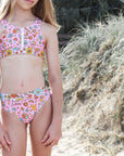 Girls Zip Bikini - Pink Retro - Dusty - Lifestyle 2