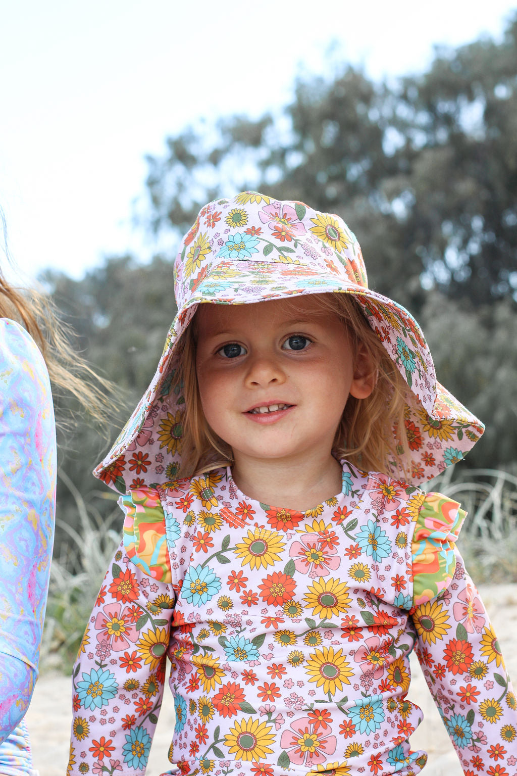 Girls Bucket Hat - Pink Floral - Harmony - Lifestyle 1