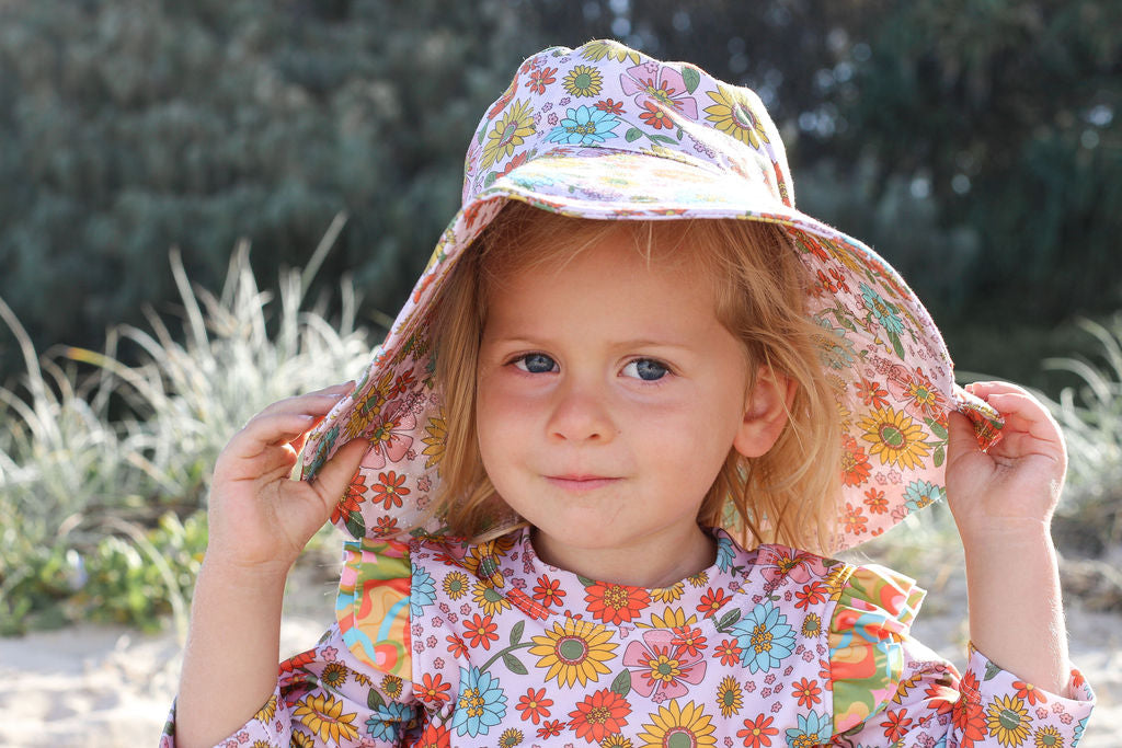 Girls Bucket Hat - Pink Floral - Harmony - Lifestyle 3