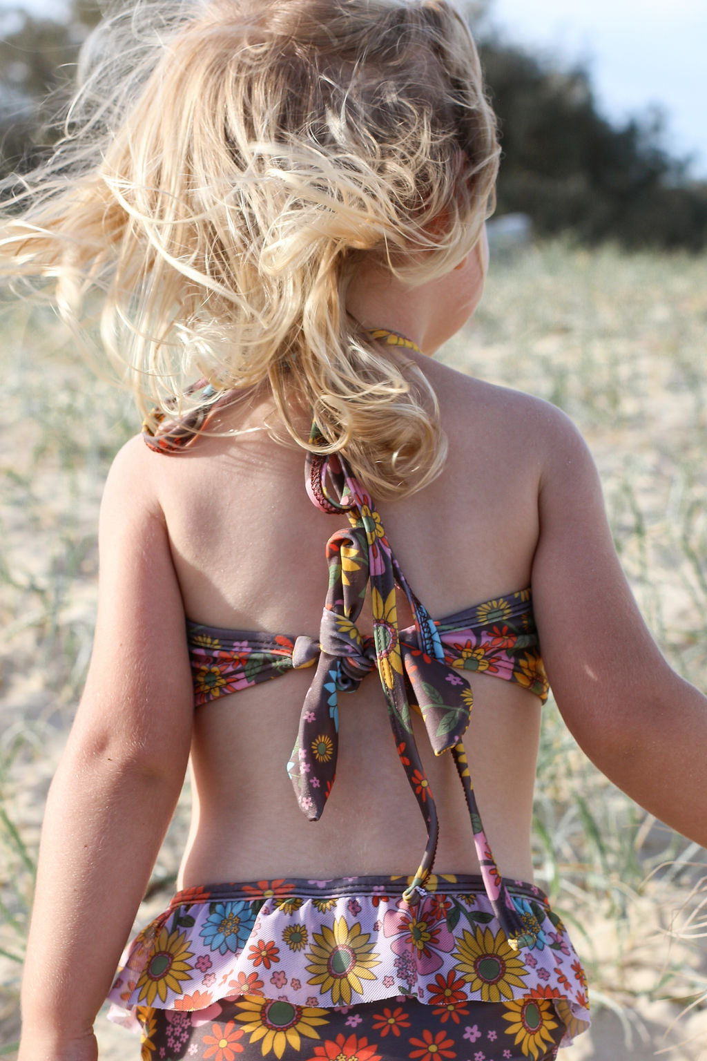 Girls High Waisted Bikini - Brown Floral - Poppy - Lifestyle 8